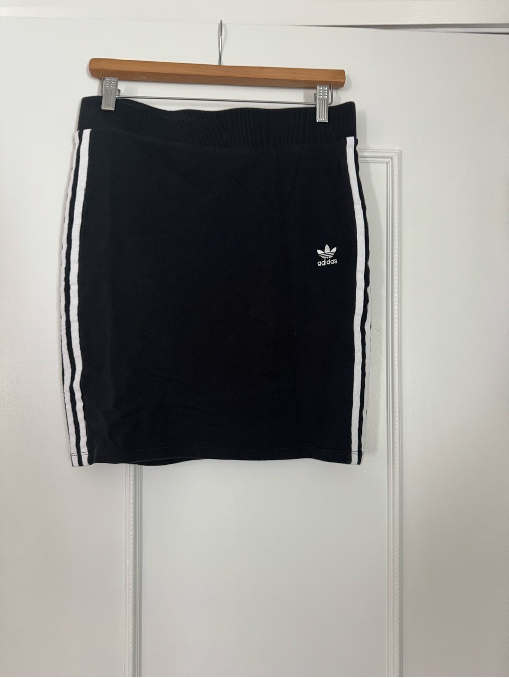 adidas Black Pencil Mini Skirt with White Three-Stripes